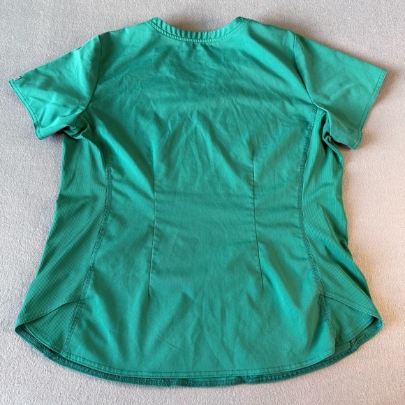 Med Couture Teal Green V-Neck Scrub Top and black pants set size Large - Picture 7 of 16